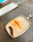 montana agate necklace with silver figaro chain