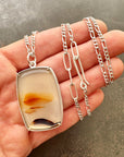 montana agate necklace with silver figaro chain