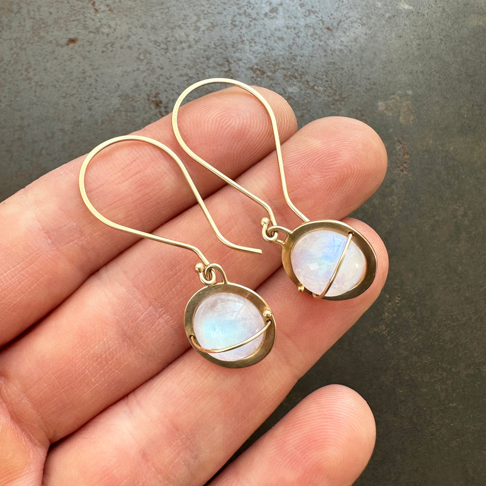 Captured Moonstone Orb Earrings