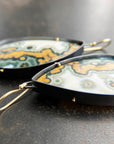 Teardrop Ocean Jasper Statement Earrings Captured® in Oxidized Silver & 18k Gold