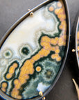 Teardrop Ocean Jasper Statement Earrings Captured® in Oxidized Silver & 18k Gold