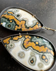 Teardrop Ocean Jasper Statement Earrings Captured® in Oxidized Silver & 18k Gold