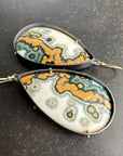 Teardrop Ocean Jasper Statement Earrings Captured® in Oxidized Silver & 18k Gold