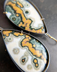 Teardrop Ocean Jasper Statement Earrings Captured® in Oxidized Silver & 18k Gold