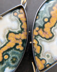 Teardrop Ocean Jasper Statement Earrings Captured® in Oxidized Silver & 18k Gold
