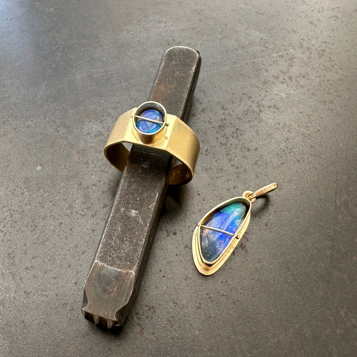 Captured Australian Boulder Opal Charm