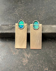 Captured Opal and Golden Sheet Earrings