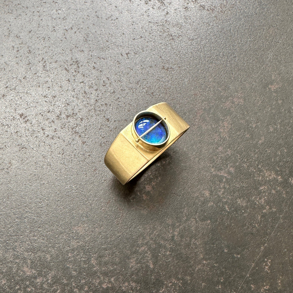Captured Australian Opal Signet Ring