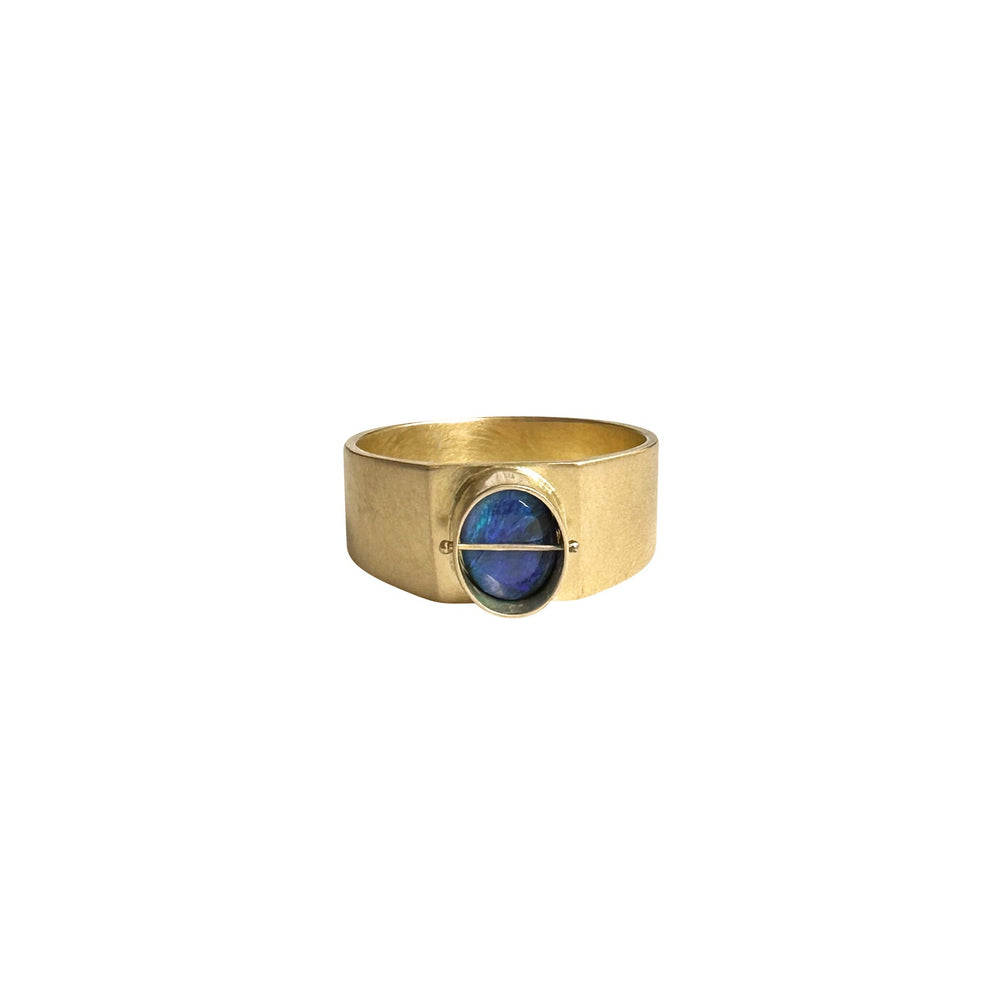 Captured Australian Opal Signet Ring