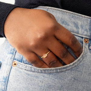 Oval Matte Lightning Ridge Opal Ring