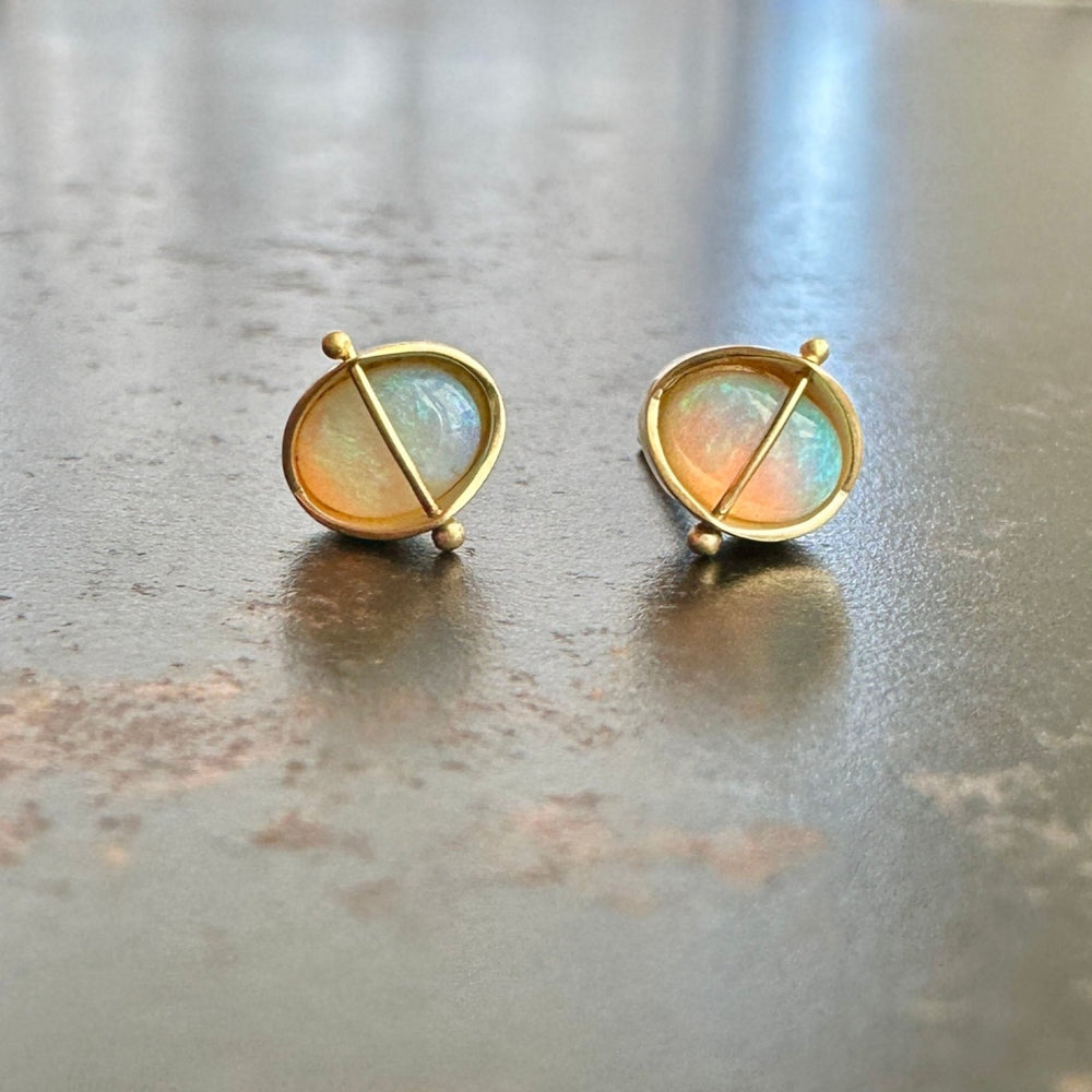 Captured Sunrise - Lightning Ridge Oval Studs