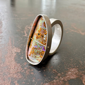 Captured Earthy Rainbow Opal Ring