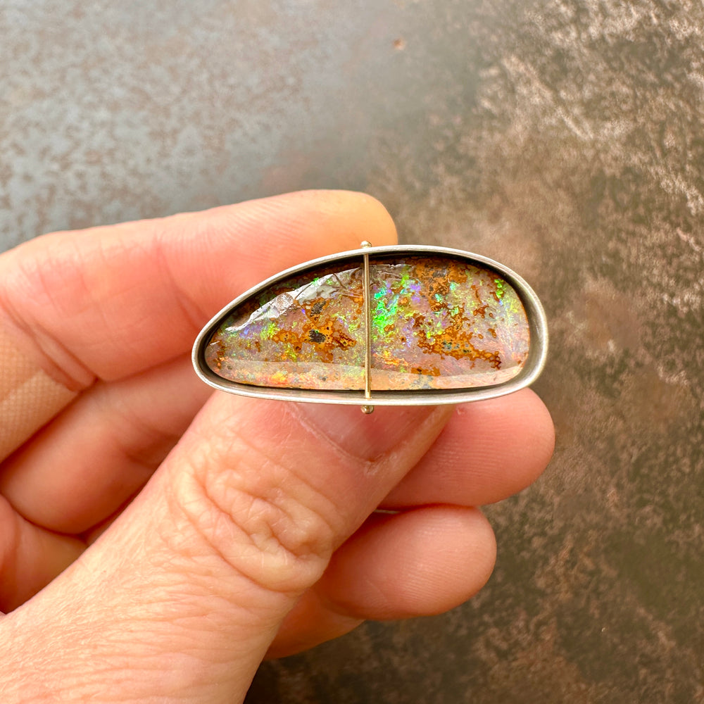 Captured Earthy Rainbow Opal Ring