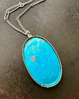 Persian Turquoise Pendant with 3-Way Silver Curb Chain