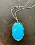 Persian Turquoise Pendant with 3-Way Silver Curb Chain
