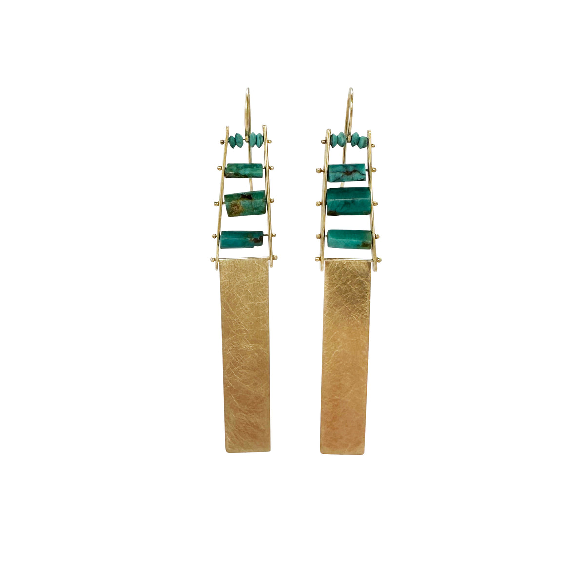 turquoise earrings, gold earrings, unique earrings, gold jewelry, turquoise jewelry, hilary finck jewelry, fine jewelry, unique jewelry, handmade jewelry.