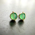 peruvian blue opal round studs in 18k gold