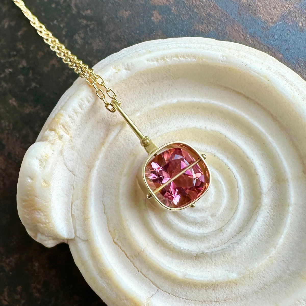 Captured Pink Tourmaline Necklace