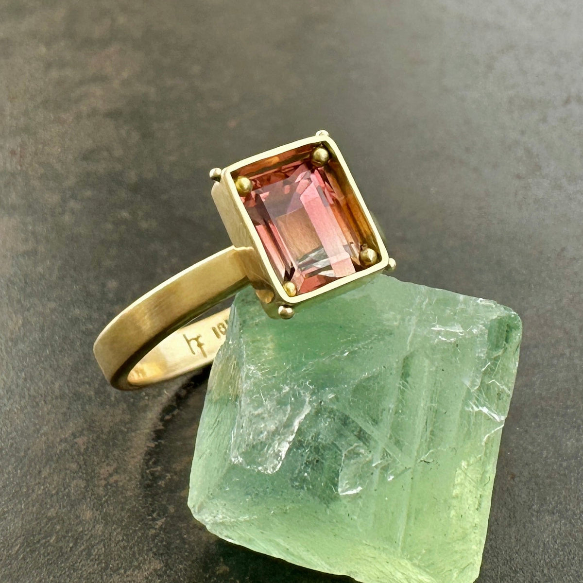 pink tourmaline ring in 18k gold