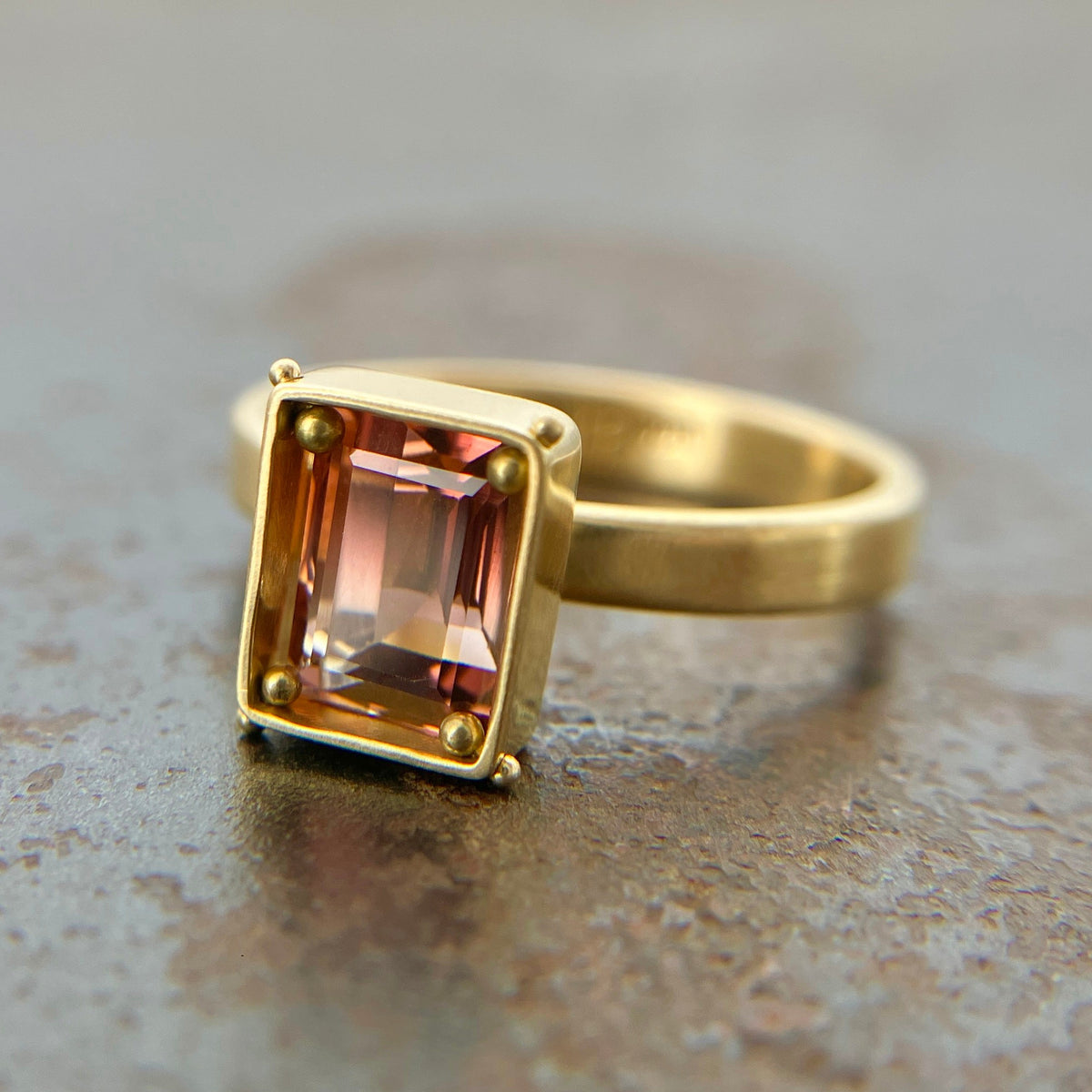 pink tourmaline ring in 18k gold
