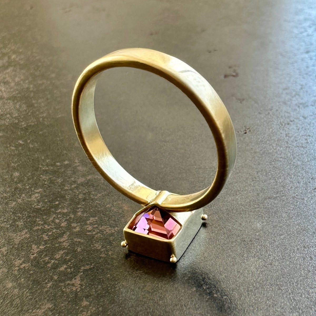 pink tourmaline ring in 18k gold