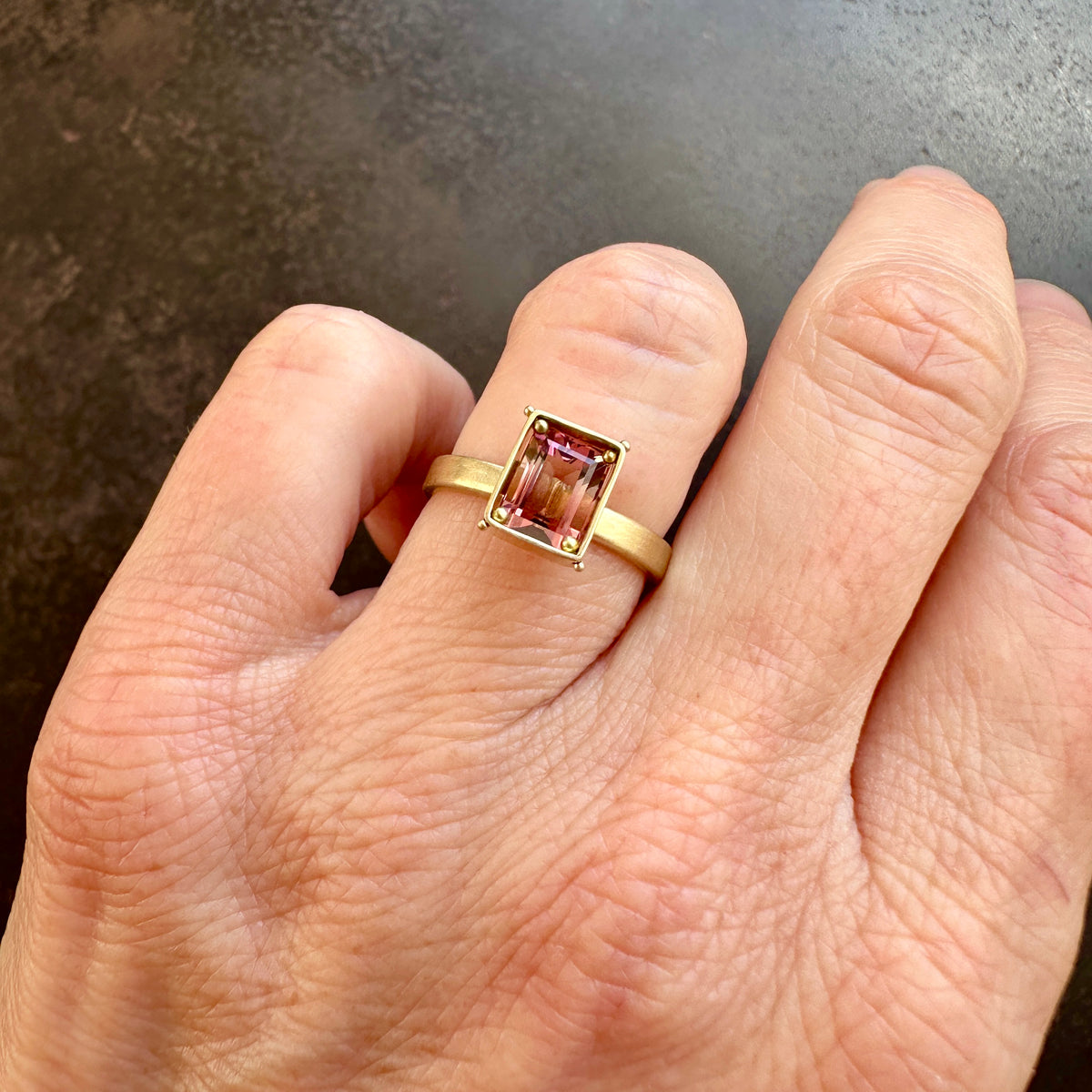 pink tourmaline ring in 18k gold
