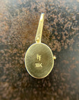 pink tourmaline oval pendant in 18k gold back side