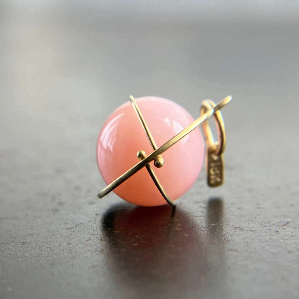 pink, pink pendant, pink opal, 18k gold, orb, fine jewelry