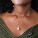 pink, pink pendant, pink opal, 18k gold, orb, fine jewelry