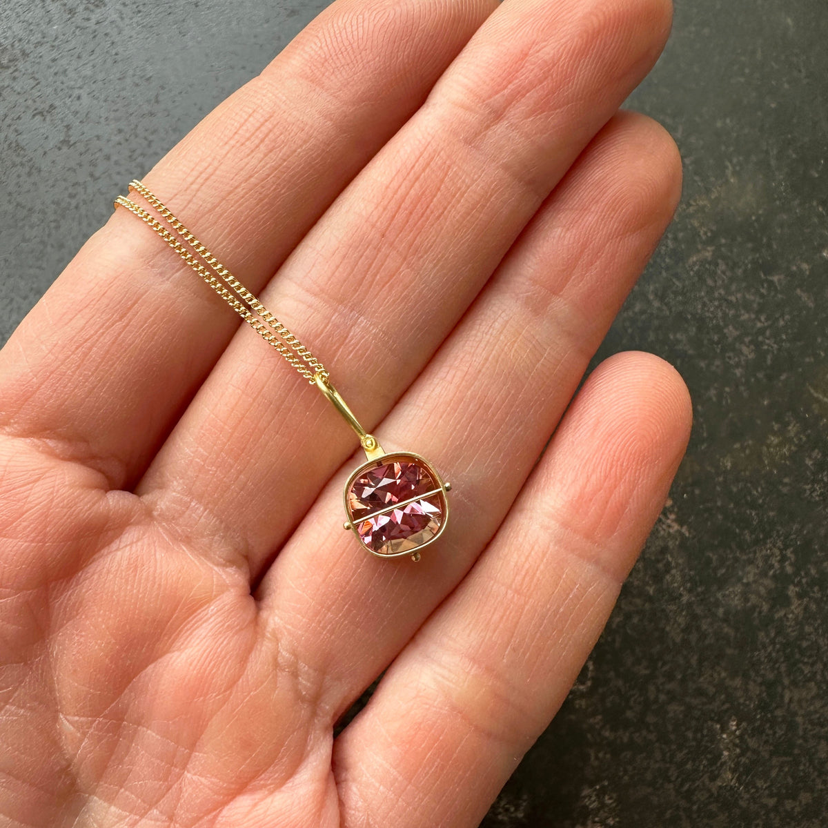 Captured Pink Tourmaline Necklace