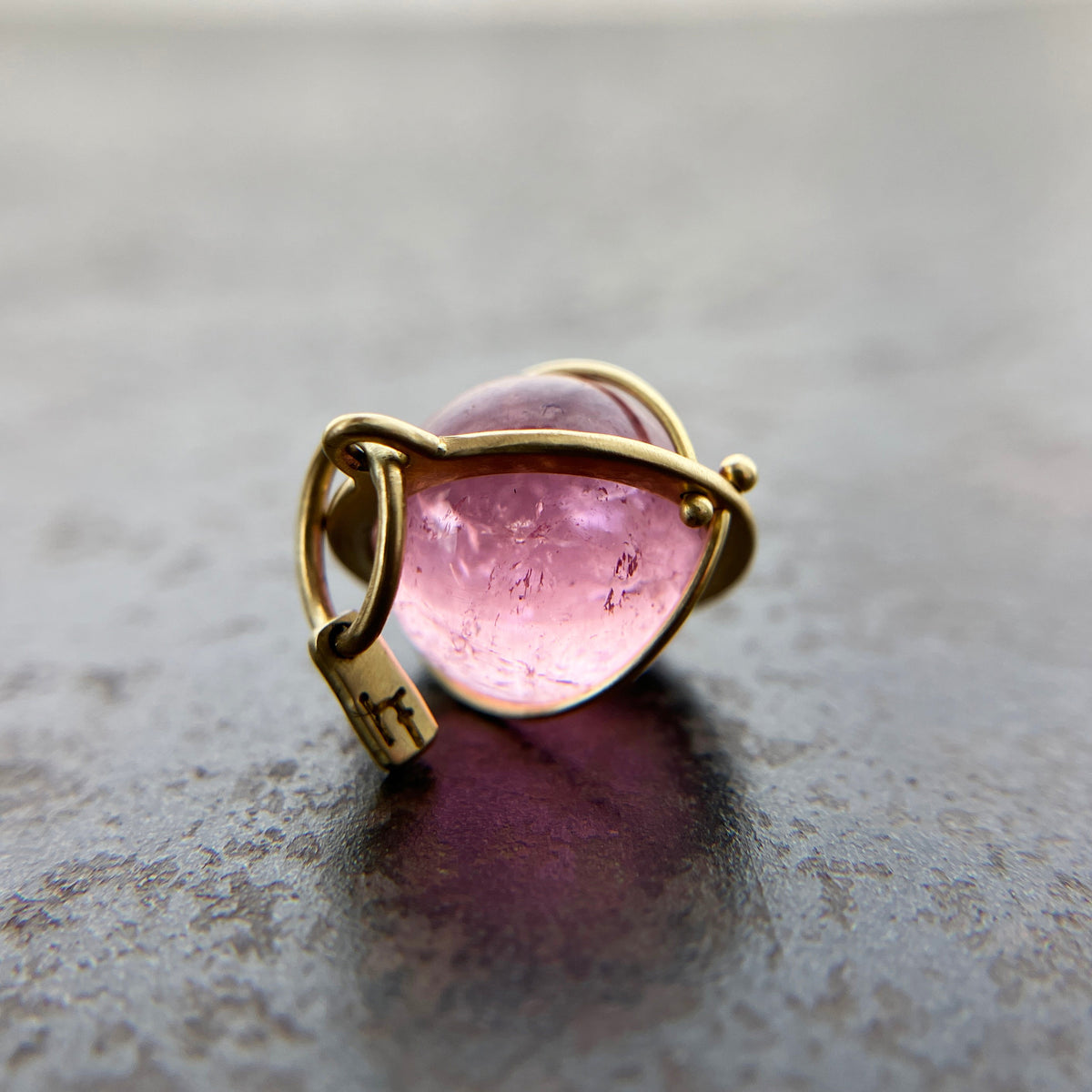 pink tourmaline orb pendant in 18k gold