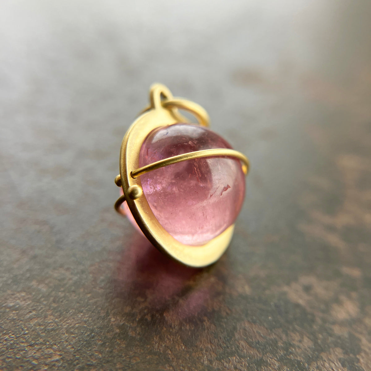 pink tourmaline orb pendant in 18k gold