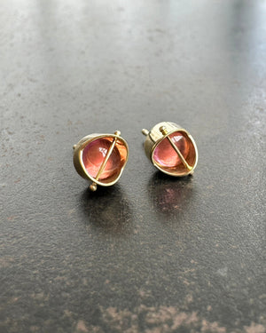 Captured Pink Tourmaline Studs