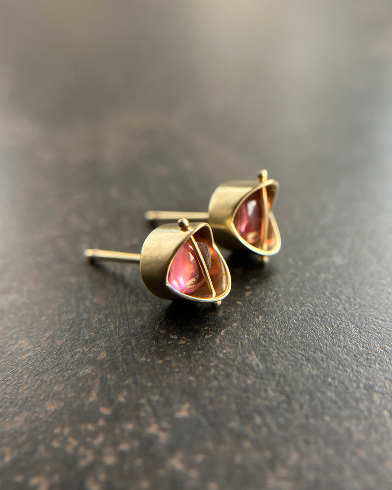 Captured Pink Tourmaline Studs