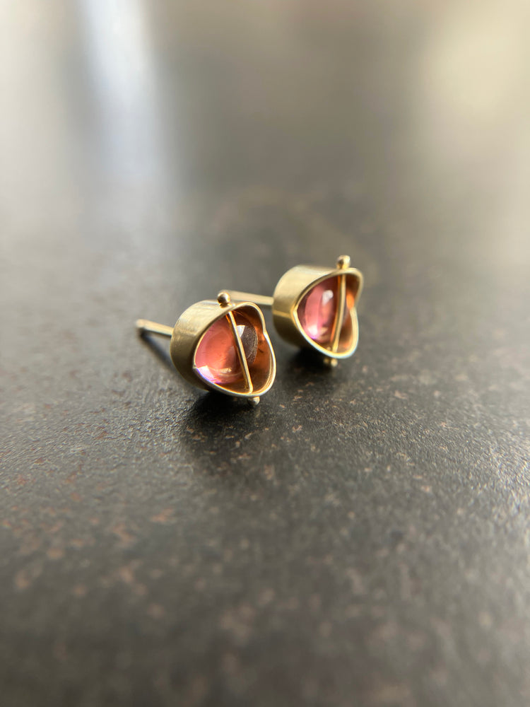 Captured Pink Tourmaline Studs