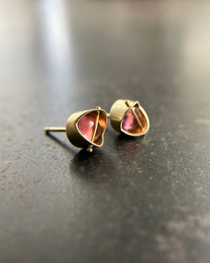 Captured Pink Tourmaline Studs