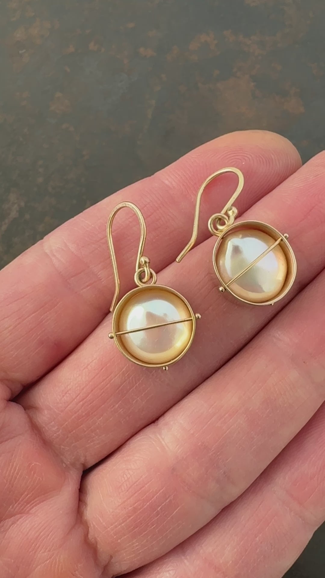 pearl earrings, pearl jewelry, gold earrings, gold jewelry, fine jewelry, hilary finck jewelry, captured collection, unique jewelry.