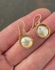 pearl earrings, pearl jewelry, gold earrings, gold jewelry, fine jewelry, hilary finck jewelry, captured collection, unique jewelry.