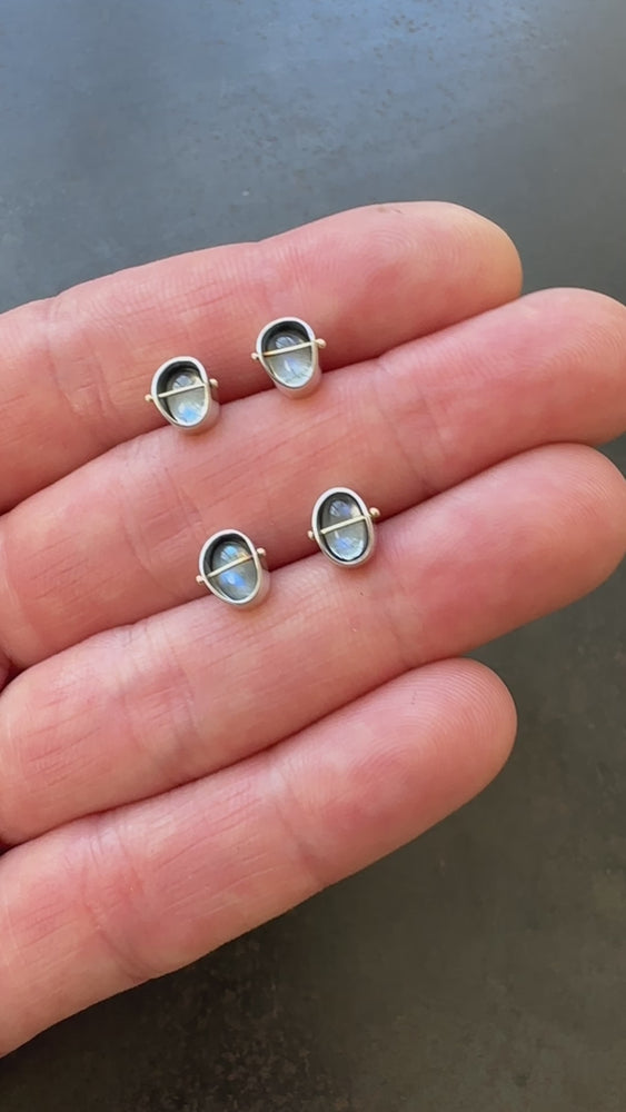 
                
                    Load and play video in Gallery viewer, Captured Moonstone Oval Studs
                
            