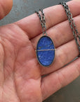 lapis lazuli necklace, 18k bimetal, sterling silver, handmade jewelry, hilary finck jewelry, something blue