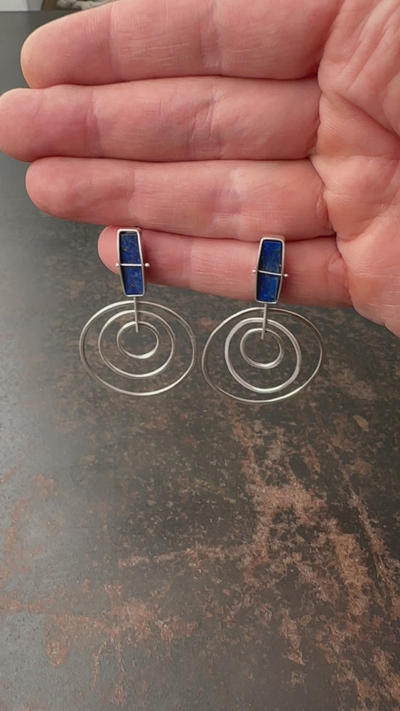 
                
                    Load and play video in Gallery viewer, Captured Lapis Triple Hoop Earrings
                
            