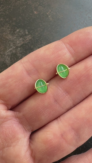 
                
                    Load and play video in Gallery viewer, Captured Chrysoprase Oval Studs
                
            