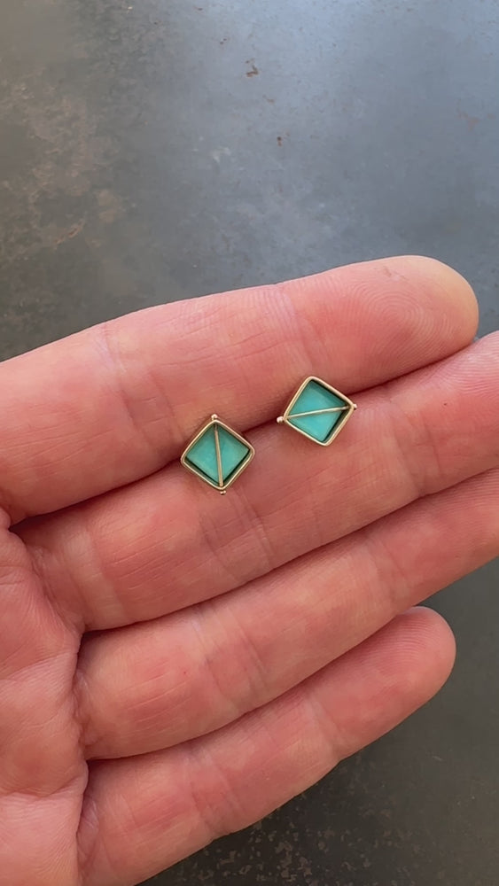 
                
                    Load and play video in Gallery viewer, Captured Turquoise Square Studs
                
            