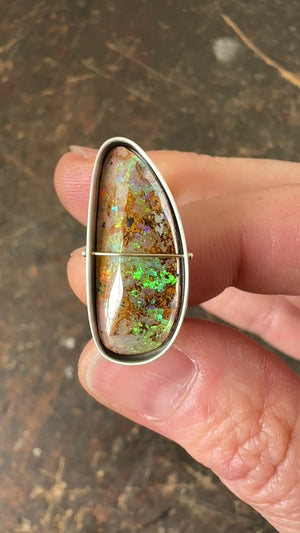 
                
                    Load and play video in Gallery viewer, Captured Earthy Rainbow Opal Ring
                
            