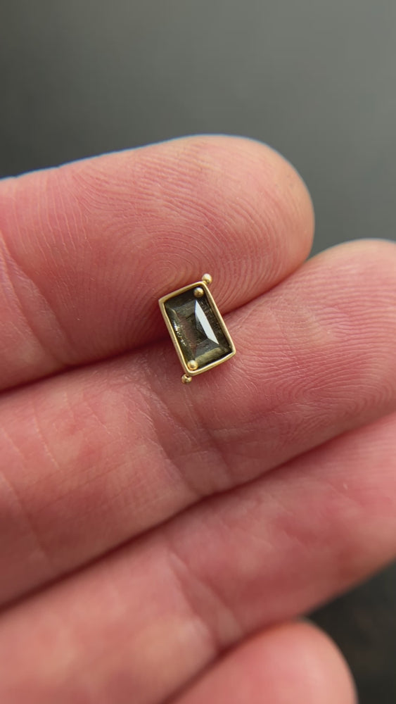 
                
                    Load and play video in Gallery viewer, Rectangle Salt and Pepper Diamond Single Stud
                
            