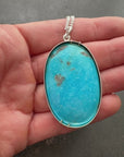 Persian Turquoise Pendant with 3-Way Silver Curb Chain