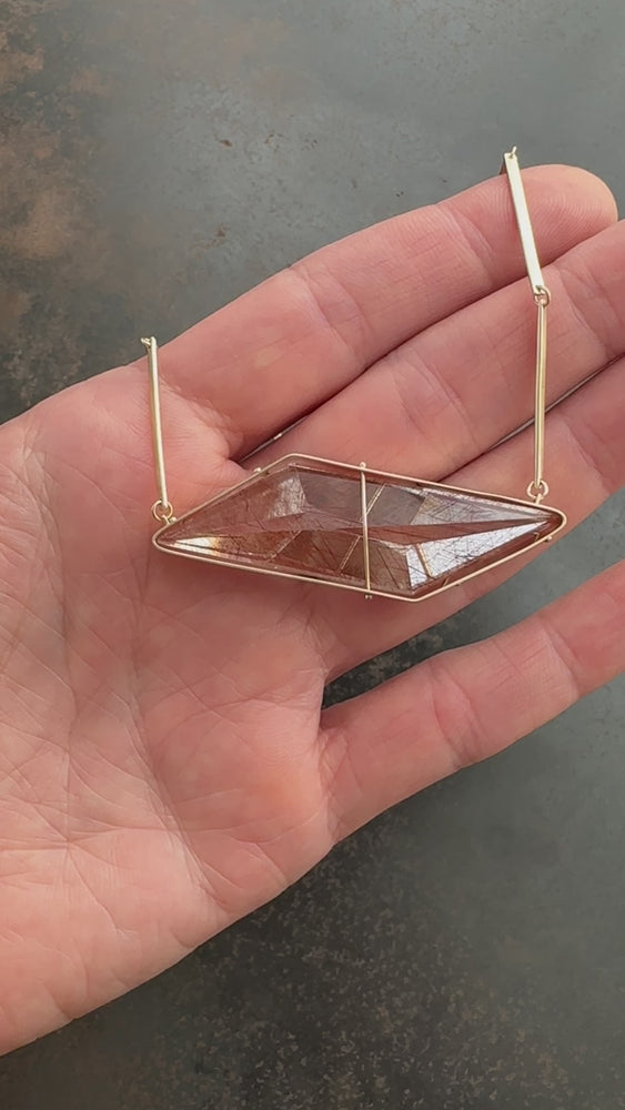 
                
                    Load and play video in Gallery viewer, Captured Trapezoidal Rutilated Quartz Necklace
                
            