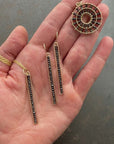Black Diamond Beaded Stick Earrings