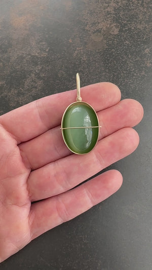
                
                    Load and play video in Gallery viewer, Captured Siberian Cat&amp;#39;s Eye Nephrite Jade Charm
                
            
