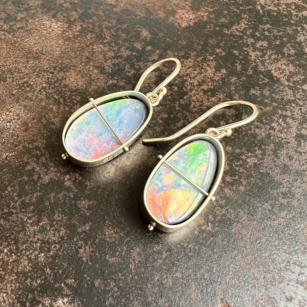 Captured Rainbow Boulder Opal Drops